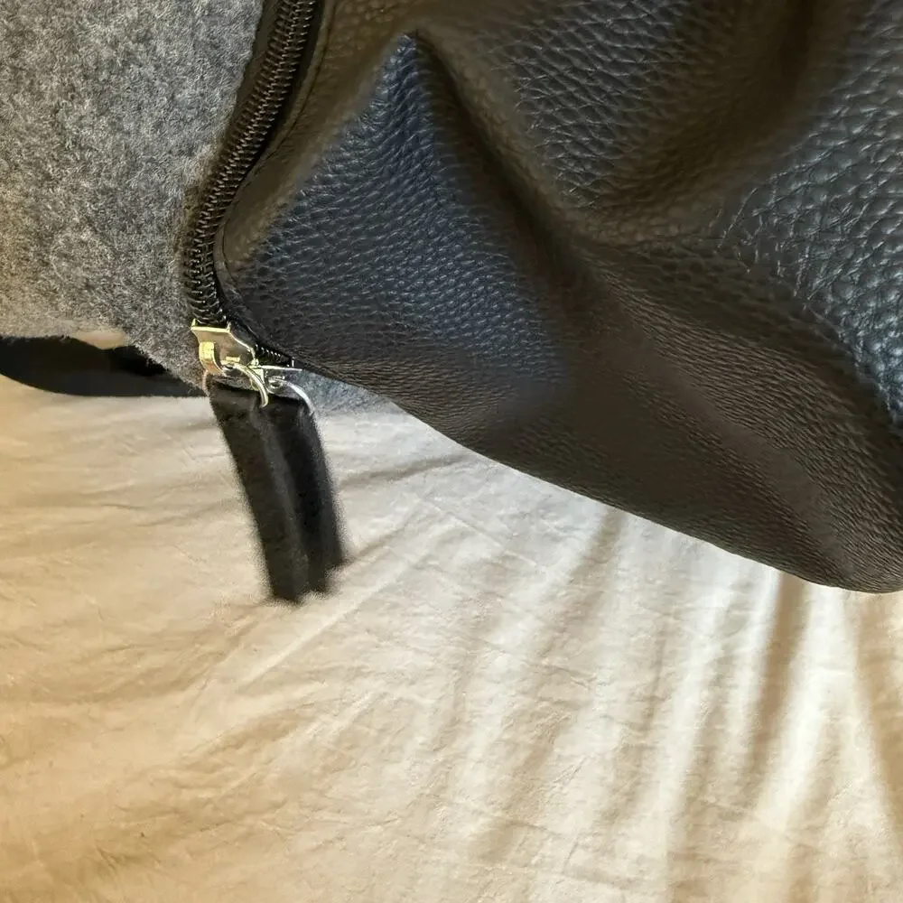 Dress Shoe Warehouse Felted Tote Bag Gray Black Travel‎ Shoulder Minimal Large